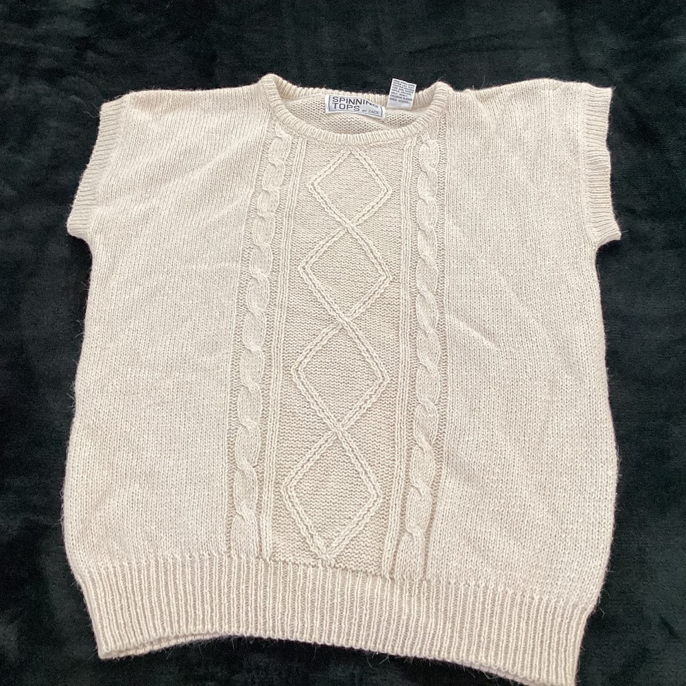 Spinning Tops by Zack, sweater, size medium, cap sleeve, vintage, 1980’s